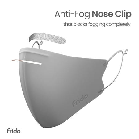 Frido Ultimate Pro Copper Mask|Metallic Gray|Nose Clip|Washable|Imported|Small Size (Pack Of 2)