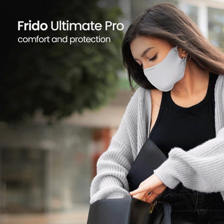 Frido Ultimate Pro Copper Mask|Metallic Gray|Nose Clip|Washable|Imported|Small Size (Pack Of 2)