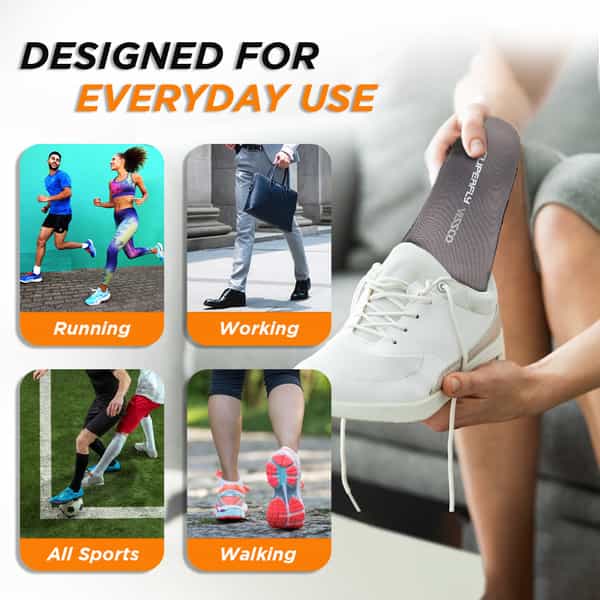 Vissco Superfly Insoles-Provides Foot Support For Relieving Foot Pain Shock Absorber -Medium(Grey)