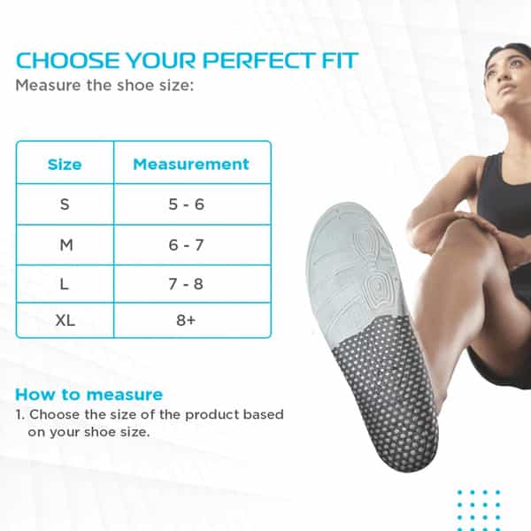 Vissco Superfly Insoles-Provides Foot Support For Relieving Foot Pain Shock Absorber -Medium(Grey)