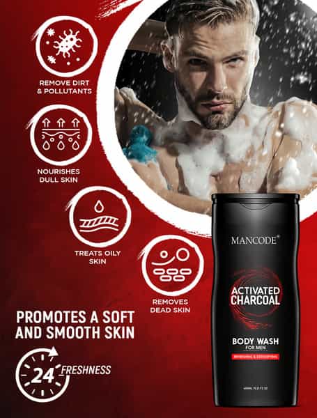 Mancode Activated Charcoal Body Wash | 450Ml