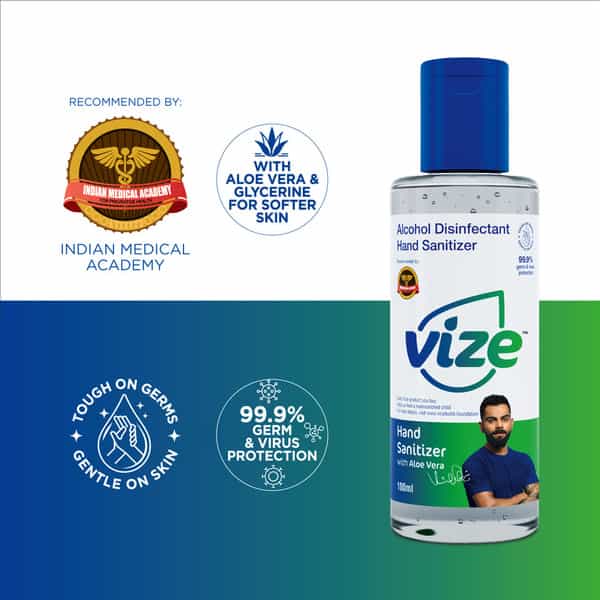 Vize Hand Sanitizer With 70% Isopropyl Alcohol Ip - 100 Ml Gel & Spray (Pack Of 6)