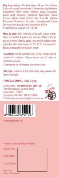 Dr. Morepen Clean & Pure Ph 3.5 Intimate Foam Wash | Women | Rose & Chamomile Floral Water | 120 Ml