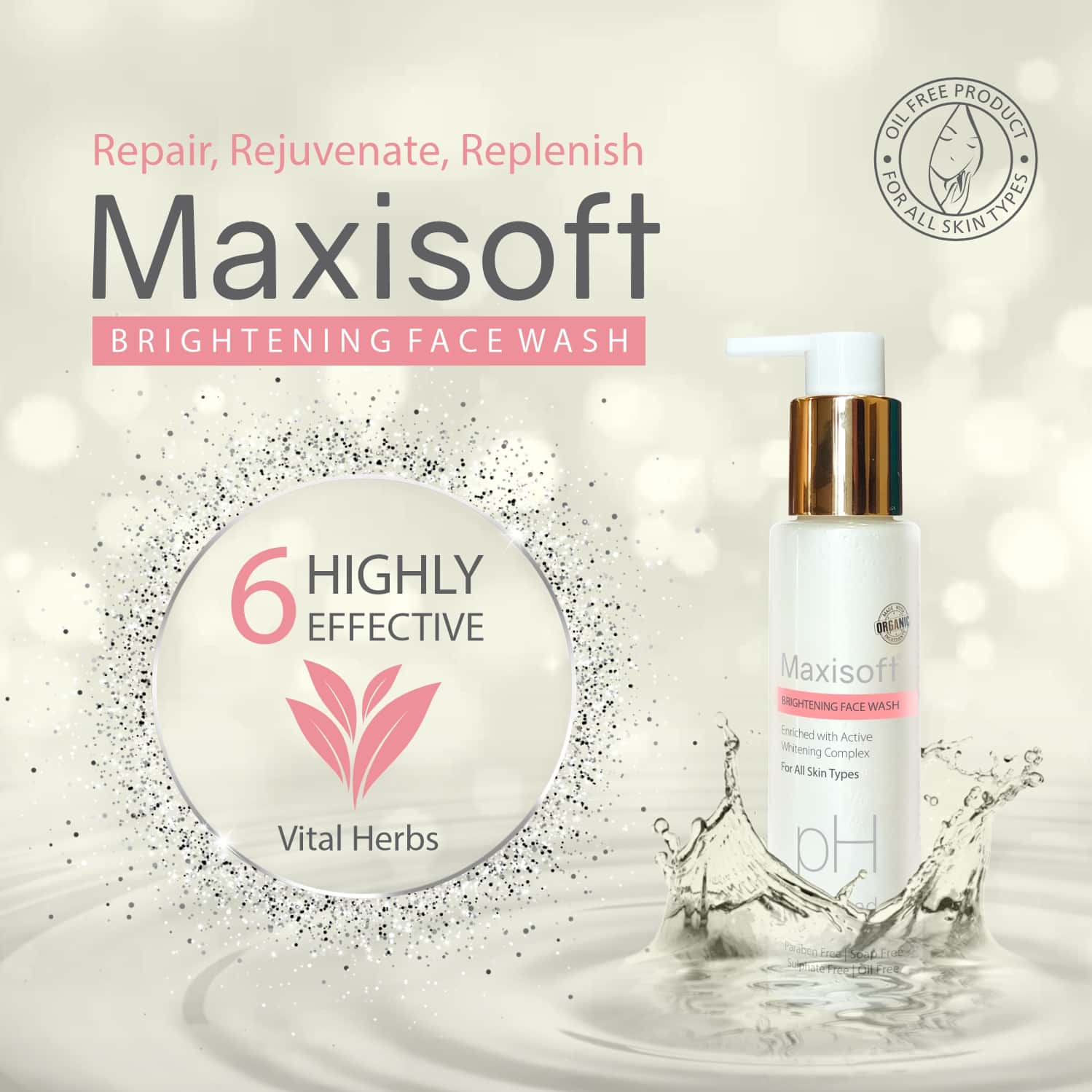 Maxisoft Brightening Face Wash | For All Skin Types | Bottle | 100 Ml | Pack Of 2