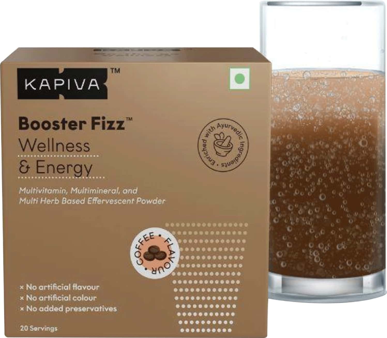 Kapiva Booster Fizz- For Energy & Wellness | 10-In-1 Energy Supplement | Coffee Flavour