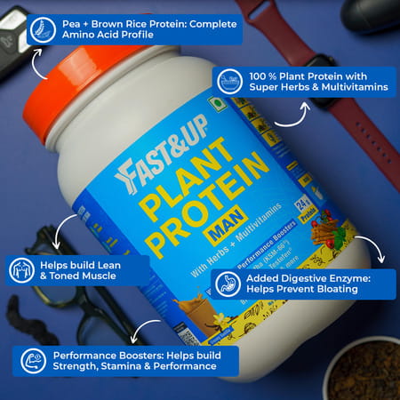 Fast&Up Plant Protein For Man Vegan Protein Drink For Man - Chocolate Flavor-27 Servings