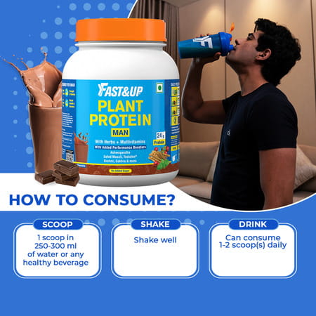 Fast&Up Plant Protein For Man Vegan Protein Drink For Man - Chocolate Flavor-27 Servings