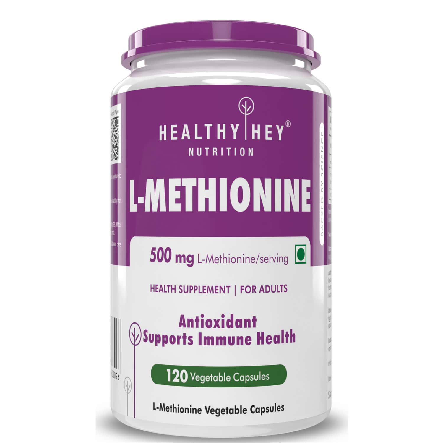 Healthyhey Nutrition L-Methionine Free Form Pure Crystalline - 120 Veg Capsules