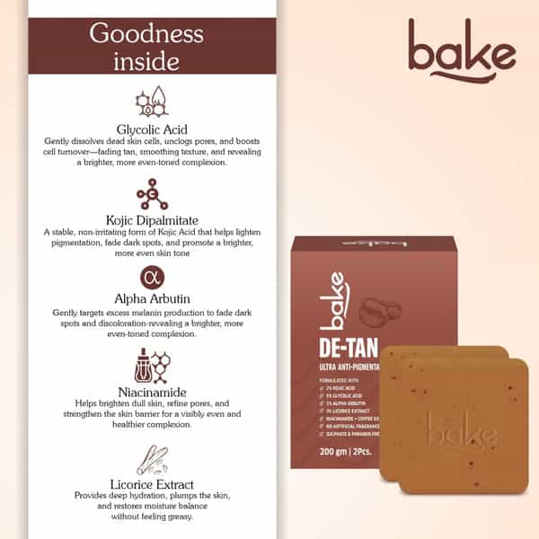 Bake De-Tan Anti-Pigmentation Soap For Tan Removal & Pigmentation (Pack Of 2)