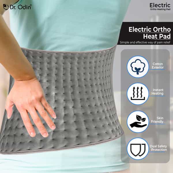 Dr. Odin Heating Pad For Back Pain | With 3 Heat Settings And Temperature Controller | Grey