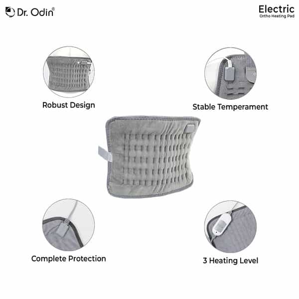 Dr. Odin Heating Pad For Back Pain | With 3 Heat Settings And Temperature Controller | Grey