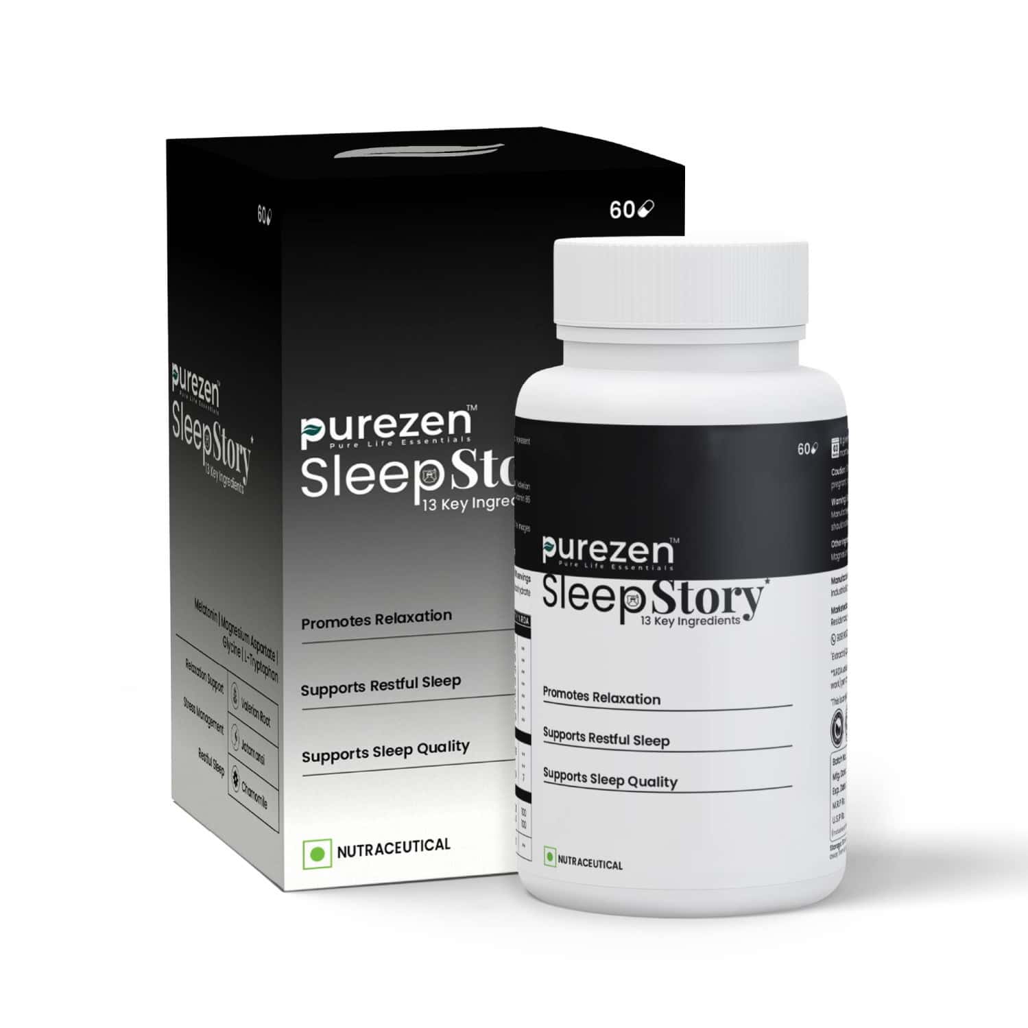 Purezen Sleepstory | Plant-based Sleep Support Supplement | Relaxation & Restful Sleep - 60 Capsules