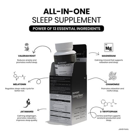 Purezen Sleepstory | Plant-Based Sleep Support Supplement | Relaxation & Restful Sleep - 60 Capsules