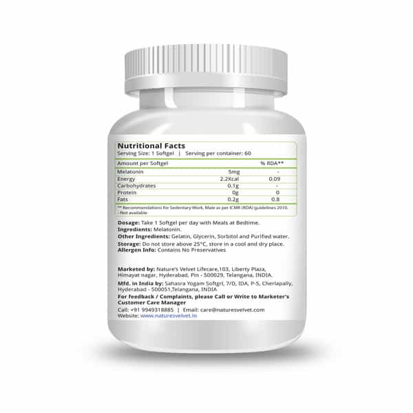 Natures Velvet Melatonin 5Mg | 60 Softgels