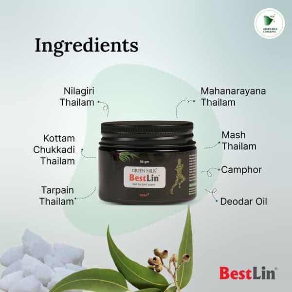 Green Milk Bestlin Advanced Pain Healing Cream - Ayurvedic Relief For Joint & Muscle Pain | 50 G