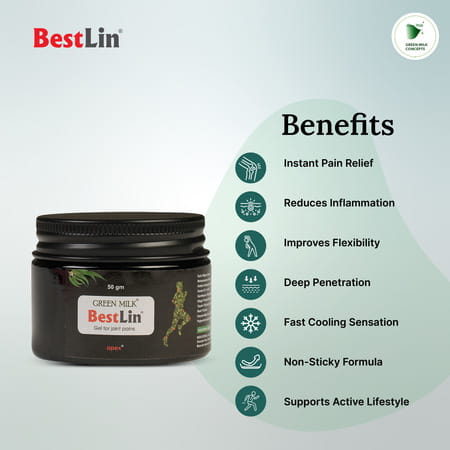 Green Milk Bestlin Advanced Pain Healing Cream - Ayurvedic Relief For Joint & Muscle Pain | 50 G