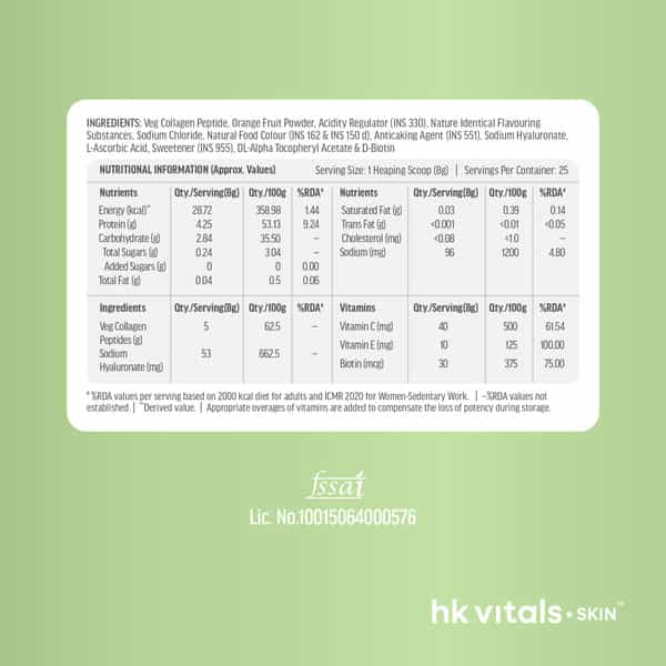 Hk Vitals Veg Collagen | 200G (Watermelon) | Skin | Hair & Nails With Sipper