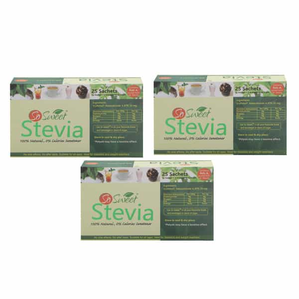 So Sweet Stevia 25 Sachet Sugar Free Sweetener (Pack Of 3)