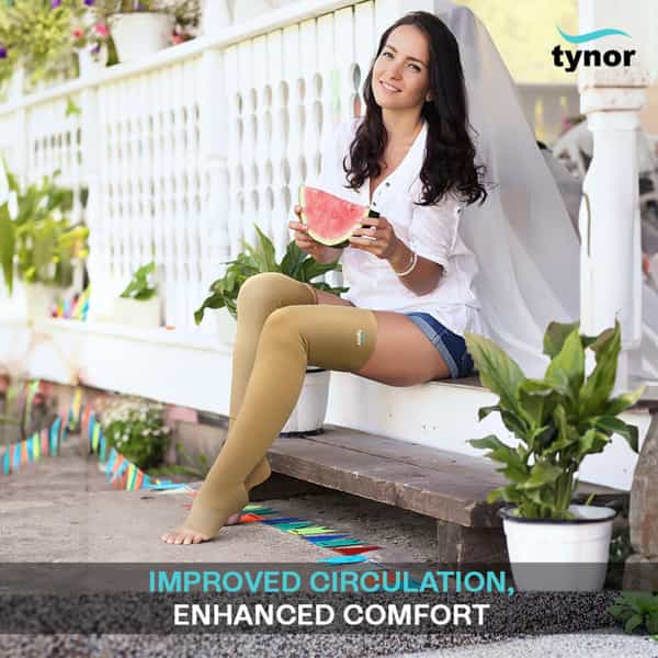 Tynor Compression Stocking Mid Thigh Classic Beige Small Pack Of 2