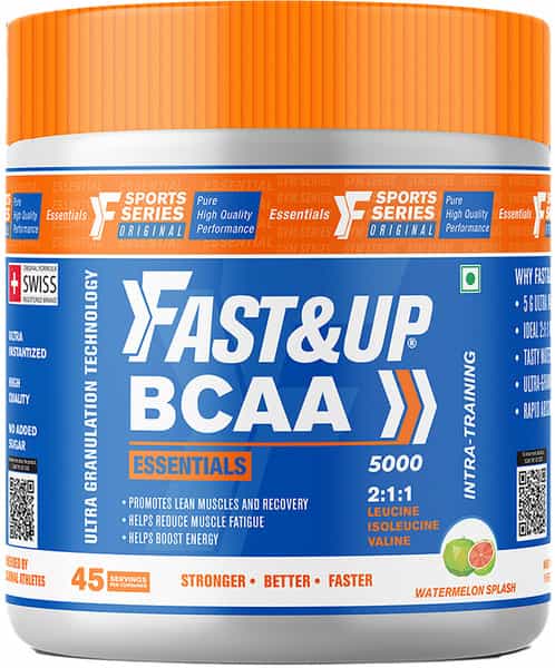 Fast&Up Bcaa Essentials (Watermelon) Pre/Post Workout & Intra Workout Supplement 45 Servings- 315G