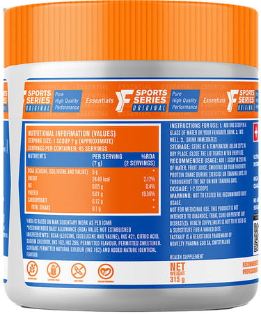 Fast&Up Bcaa Essentials (Watermelon) Pre/Post Workout & Intra Workout Supplement 45 Servings- 315g