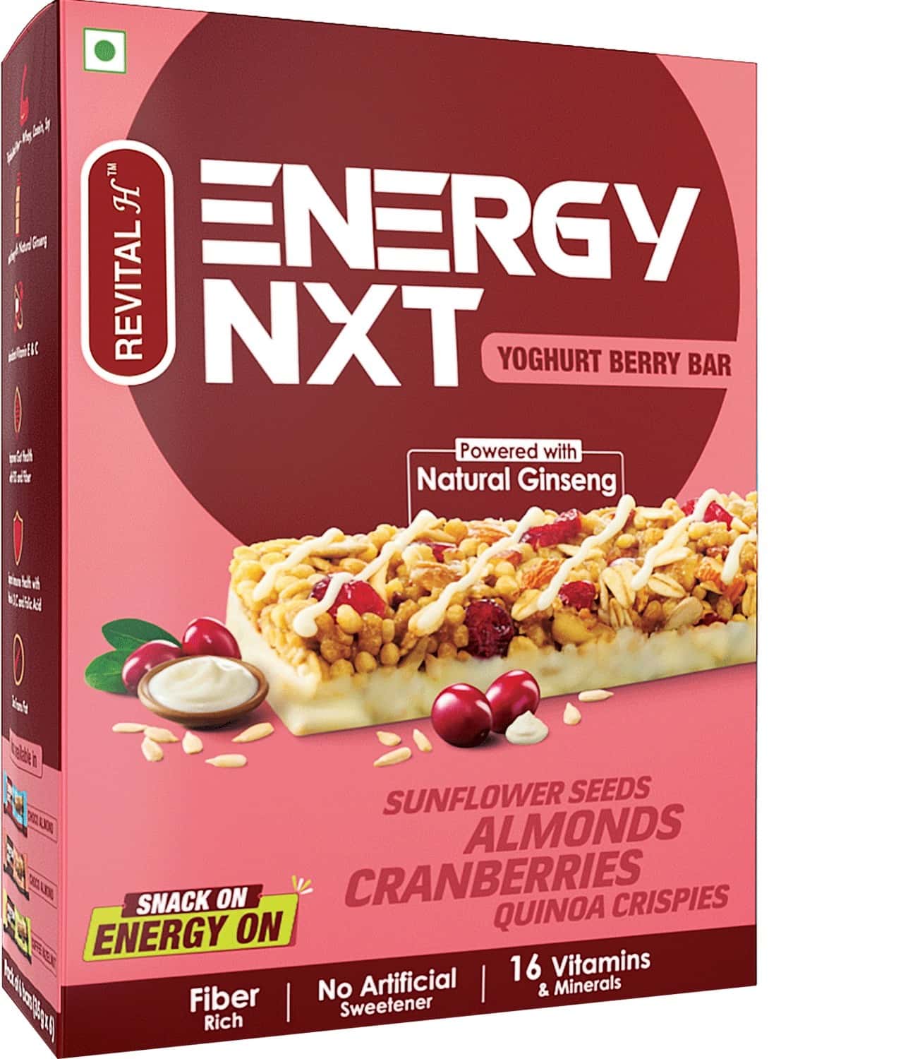 Revital H Energy Nxt Yoghurt Berry Bar - 210g 6 X 35g