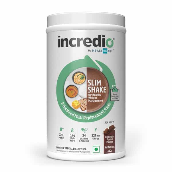 Incredio Slim Shake (Chocolate | 480G) | 22G Triple Blend Protein | Meal Replacement