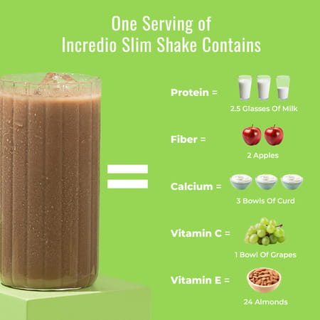 Incredio By Hk Vitals Slim Shake For Weight Management | 22g Triple Blend Protein (Chocolate | 480g)