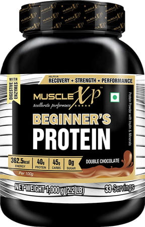 Musclexp Beginner's Protein With Digestive Enzymes Double Chocolate 1Kg (2.2Lb) + Shaker