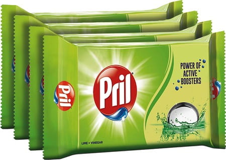 Pril Lime + Vinegar Dish Wash Bar - 200 G (Buy 3 Get 1 Free)