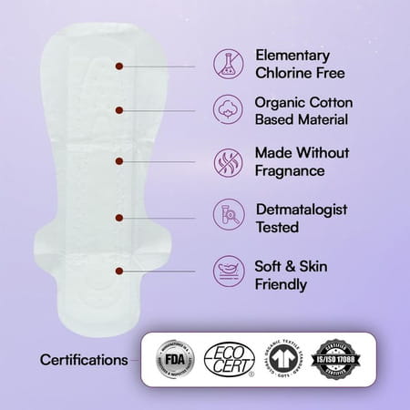 Flawsome 100% Organic Sanitary Pads | High Absorption | Size L | With Paper Disposal Pouches - 20n