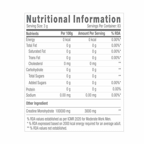 Gnc Pro Performance Creatine Monohydrate 3000 Mg - 250Gm (Unflavored)