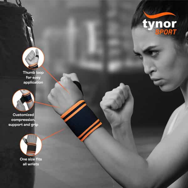 Tynor Wrist Wrap With Thumb Loop Black & Green Universal Pack Of 2