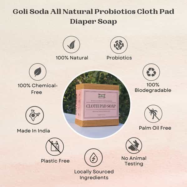 Goli Soda All Natural Probiotics Cloth Pad Diaper Soap Soap - 90 G -(Pack Of 2)