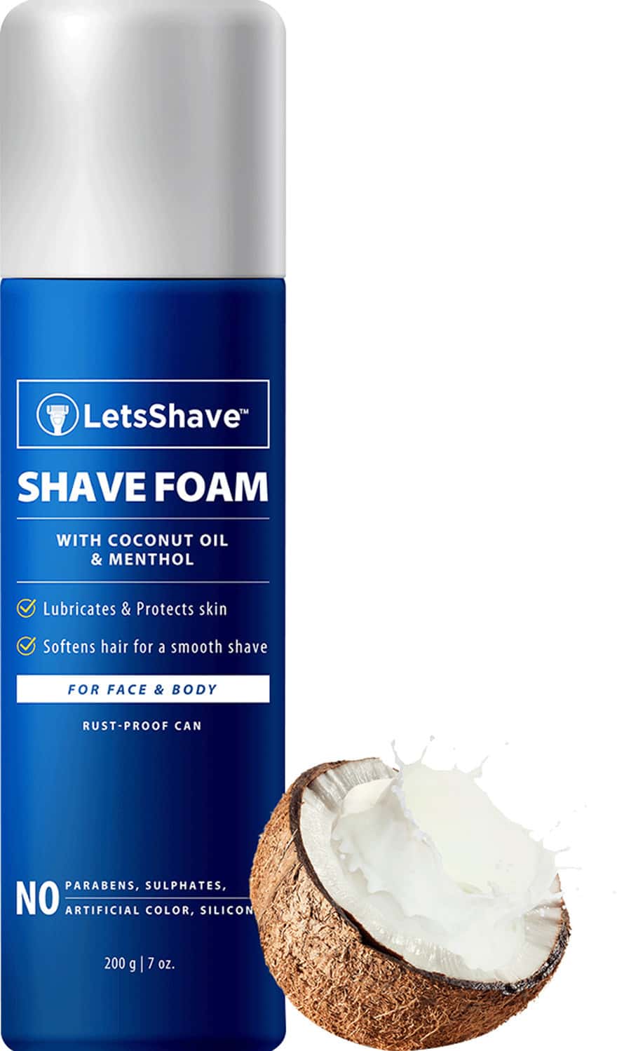 Letsshave Shave Foam - Coconut Oil Enriched - 200 G