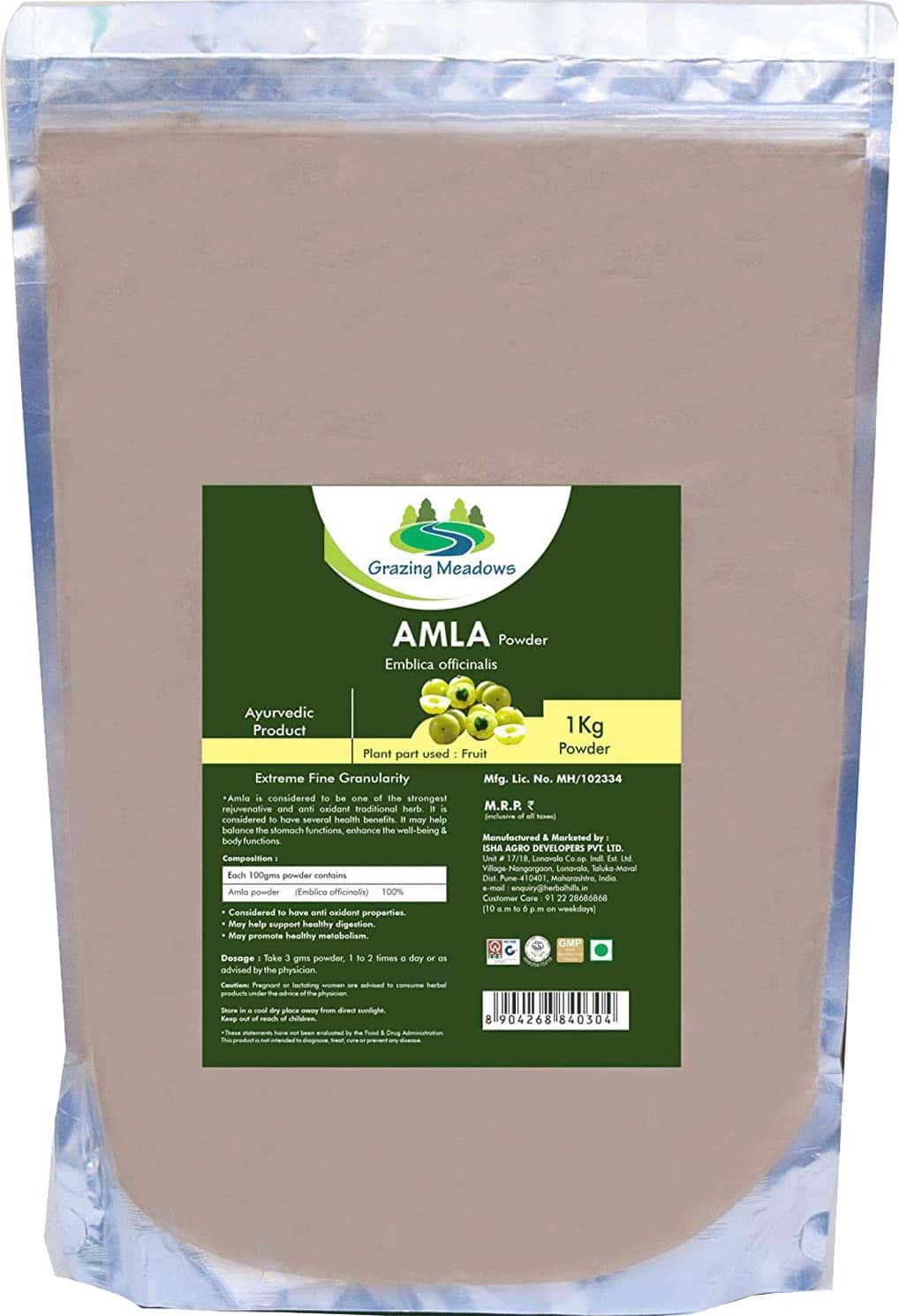 Grazing Meadows Amla Powder - 1 Kg (Pack Of 5)