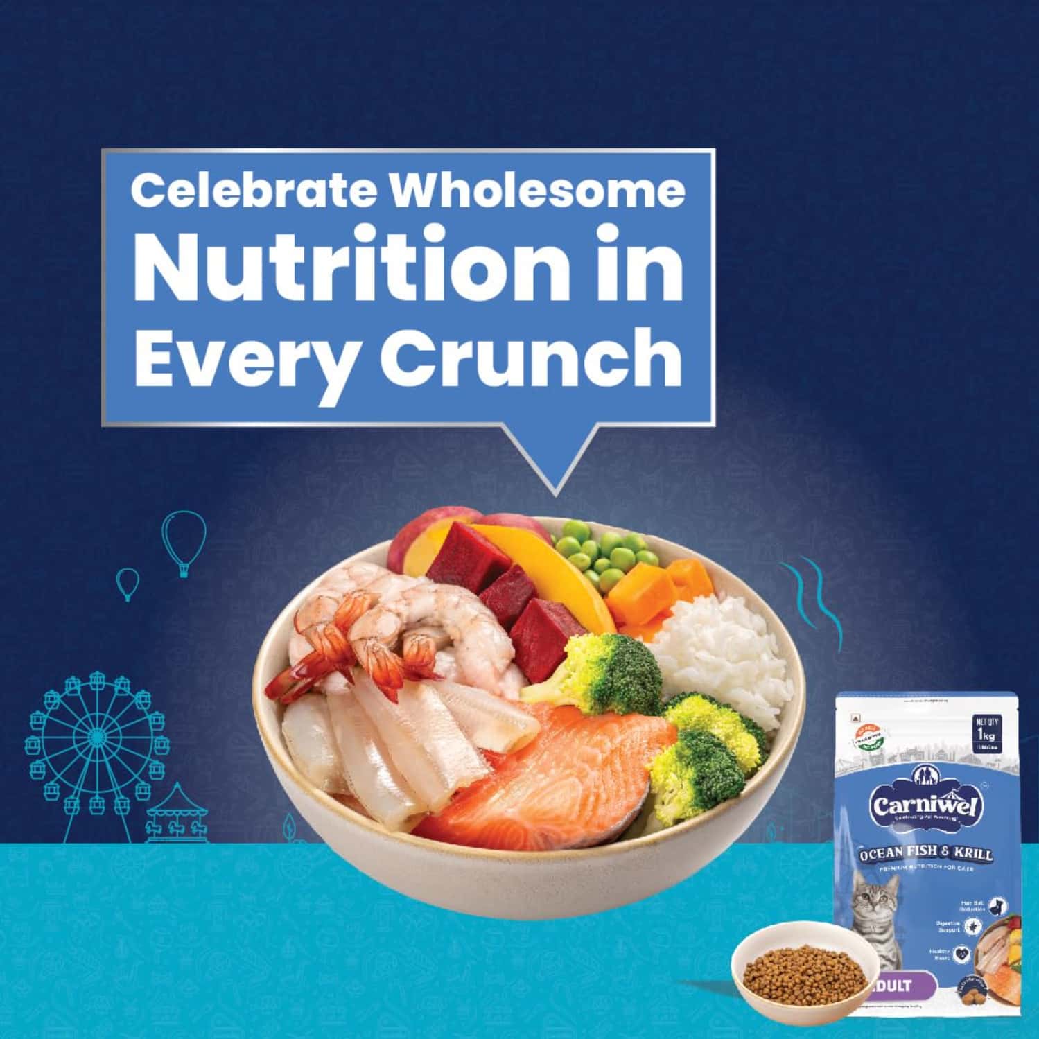 Carniwel Ocean Fish & Antarctic Krill Adult Dry Cat Food 1kg | Fresh & Natural Ingredients For Cats