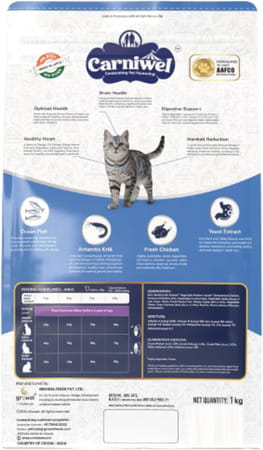 Carniwel Ocean Fish & Antarctic Krill Adult Dry Cat Food 1Kg | Fresh & Natural Ingredients For Cats