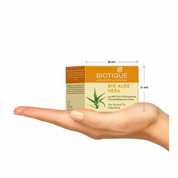 Biotique Bio Aloe Vera 30+ Spf Sunscreen Ultra Soothing Face Cream For Normal To Oily Skin 50 Gm