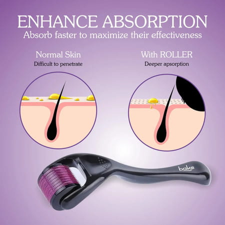 Bake 0.5mm Derma Roller 540 Needles For Skin Renewal | Hair Growth And Scar Reduction