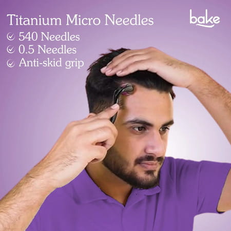 Bake 0.5mm Derma Roller 540 Needles For Skin Renewal | Hair Growth And Scar Reduction