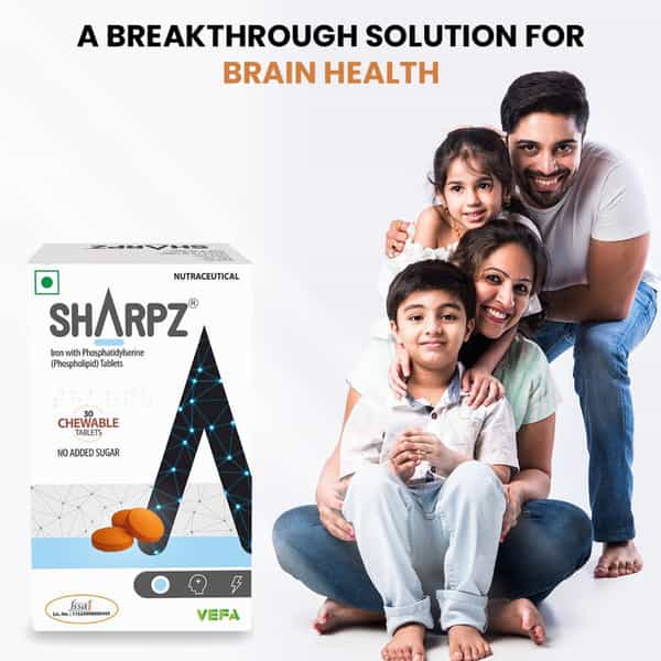 Sharpz Brain Supplement I Phospholipid (Phosphatidylserine) Iron Supplement 30 Chewable Tablets