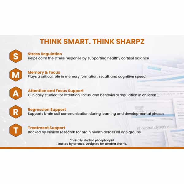 Sharpz Brain Supplement I Phospholipid (Phosphatidylserine) Iron Supplement 30 Chewable Tablets