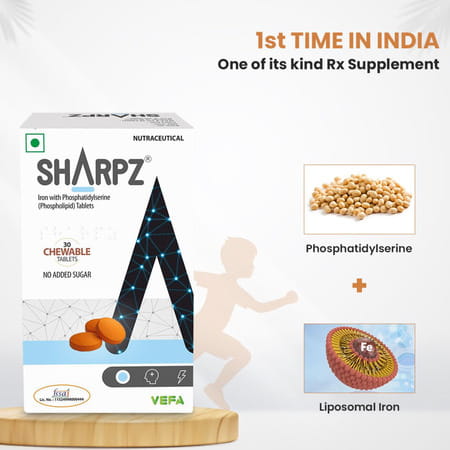 Sharpz Brain Supplement I Phospholipid (Phosphatidylserine) Iron Supplement 30 Chewable Tablets