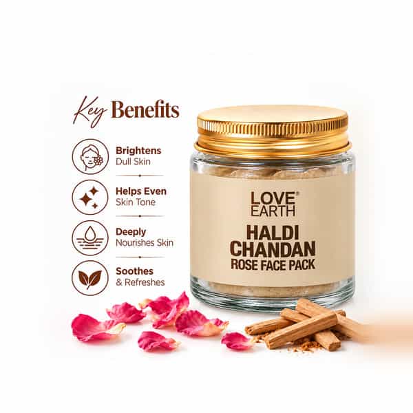 Love Earth Haldi Chandan Rose Face Pack With Amba Haldi & Chandan | For Face & Body 30Gm