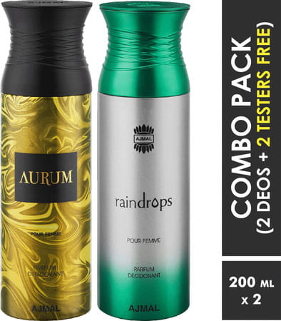 Ajmal Aurum & Raindrops Deodorants For Women (200 Ml Pack Of 2)