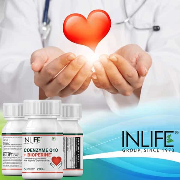 Inlife Coenzyme Q10 Coq10 200Mg With Bioperine (Piperine) 8Mg Supplement - 60 Vegetarian Capsules