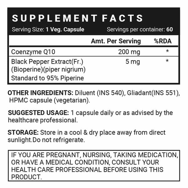 Inlife Coq10 200Mg With Piperine For Heart Health - 60 Capsules