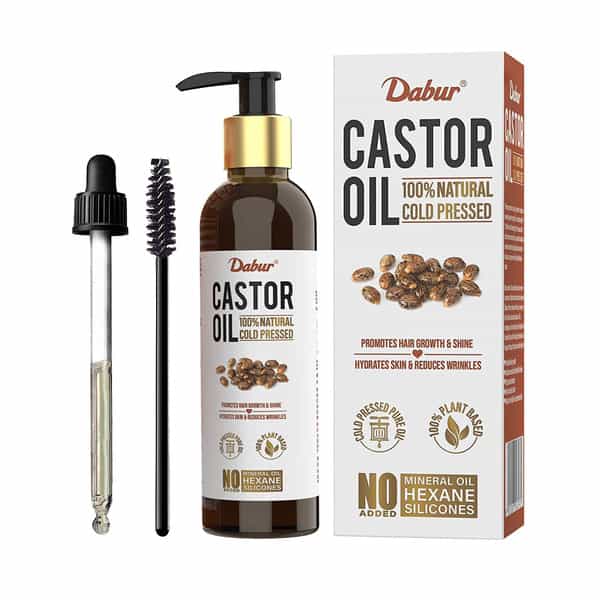 Dabur Castor Oil|100% Natural Cold Pressed Oil|Promotes Hair Growth | Reduces Wrinkles - 200Ml