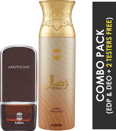 Ajmal Aristocrat Eau De Parfum 75ml Perfume For Men And Wisal Deodorant 200ml For Women